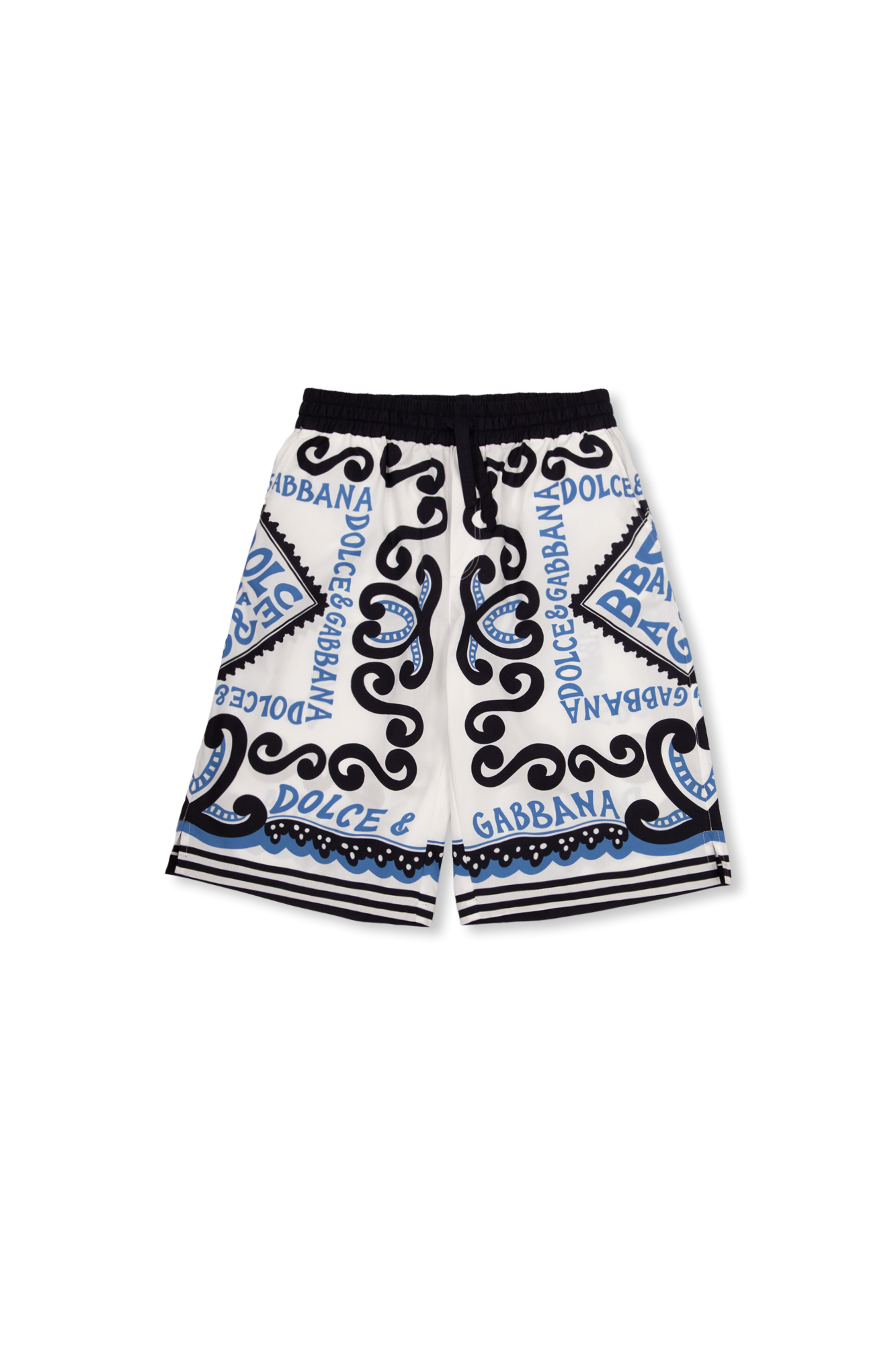 Dolce & Gabbana★WHITE MULTICOLOUR COTTON SHORTS DOLCE & GABBANA Kids Shorts Blue White Crown Cotton Bermuda